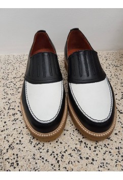 Shark Black and White Leather Crepe Sole