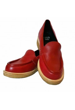 Audrey Loafers Red Leather Crepe Sole