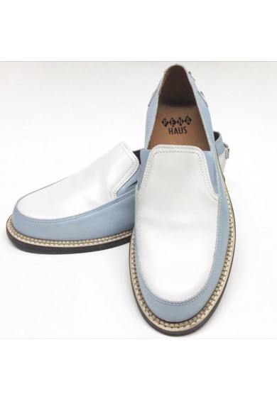 Orbit Light Blue and White Leather