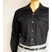 Gabardine  Flap Pocket Black 