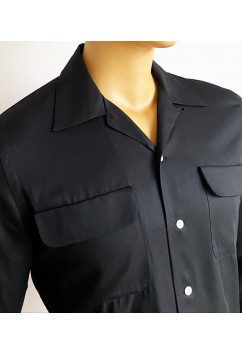 Gabardine  Flap Pocket Black 