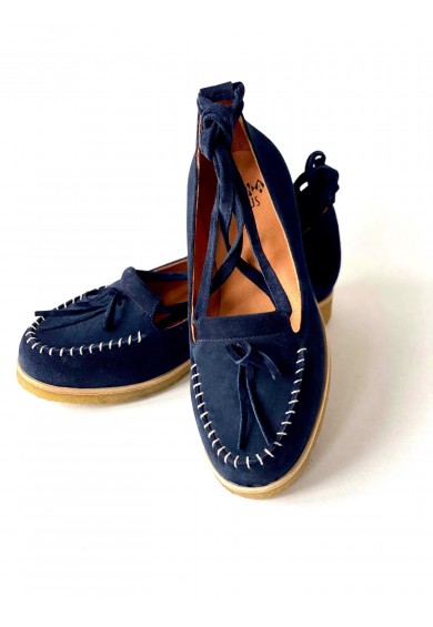 Grace Navy Suede Crepe Sole