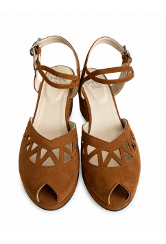 Jezebel Wedge Brown Camel Suede 