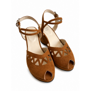 Jezebel Wedge Brown Camel Suede 