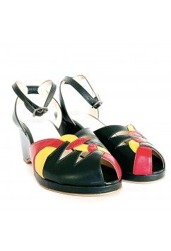 Sara Green Leather with Red and Yellow