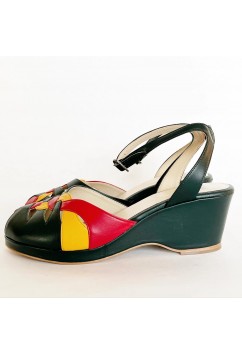 Sara Green Leather with Red and Yellow